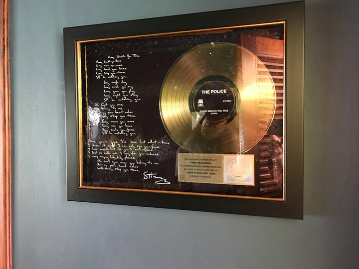 Gold record of Every Breath You Take, written at Goldeneye
